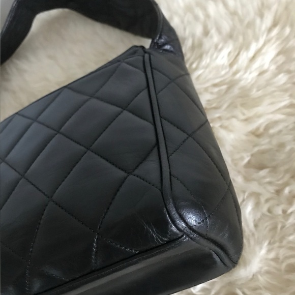 AUTH CHANEL BLACK LAMBSKIN CROSSBODY RARE VINTAGE QUILTED FLAP BAG EUC LUXURY - Picture 6 of 16